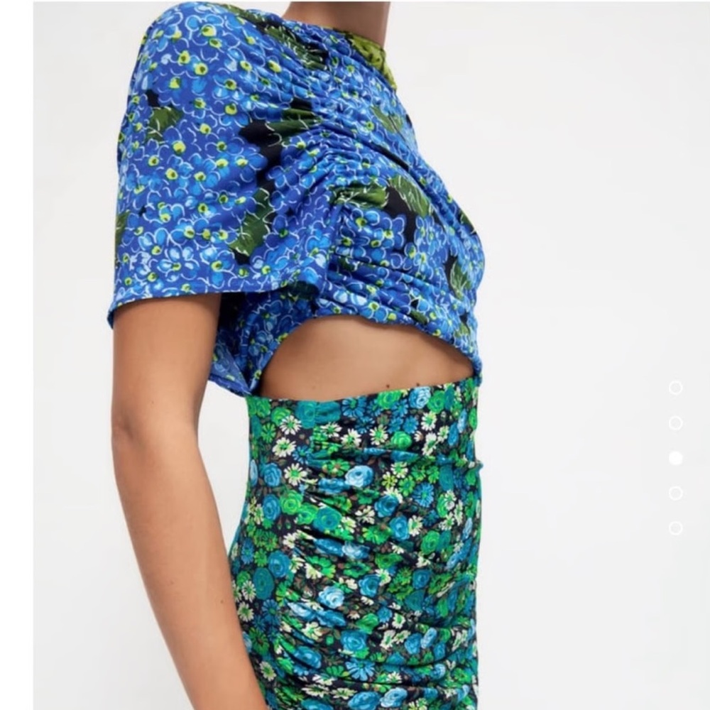 Zara Floral Mix Print Bloggers Fave Dress Size Small NWOT - Picture 2 of 9